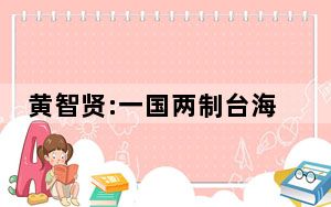 黄智贤:一国两制台海才会有和平 这到底是怎么回事？