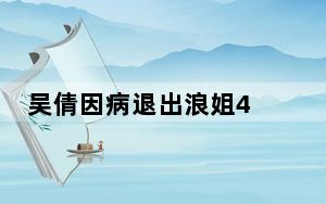 吴倩因病退出浪姐4 现在只能停工休养！