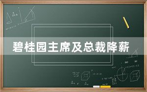 碧桂园主席及总裁降薪至一年12万 背后真相令人震惊