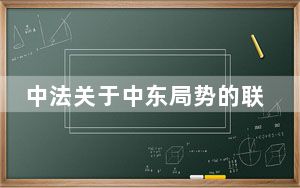 中法关于中东局势的联合声明：当务之急是立即实现可持续停火