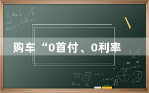 购车“0首付、0利率”催热车市