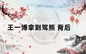 王一博拿到驾照 背后真相实在令人震惊