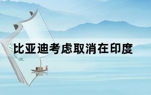比亚迪考虑取消在印度建厂计划 背后真相让人惊讶万分