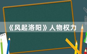 《风起洛阳》人物权力关系简介 这到底是怎么回事？