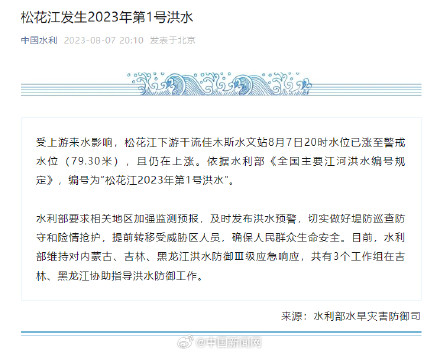 松花江发生2023年第1号洪水 这到底是怎么回事？