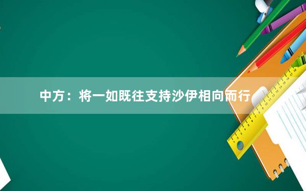 中方：将一如既往支持沙伊相向而行